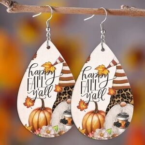 NEW! 1 Pair, Thanksgiving Halloween Faux Leather Women's Earrings.
